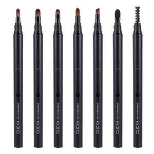 Innovador kit de brochas de maquillaje premium sin pérdida de cerdas, color negro, con tapa retráctil automática para la rutina diaria de maquillaje. - Product Image 6