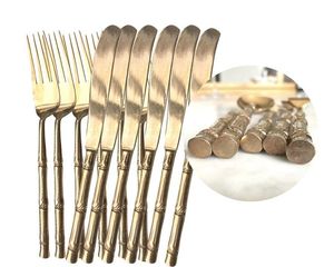 Mayorista Fabricante Latón Acero Inoxidable 24 piezas Estuche Portátil de Viaje Lujo Único Reutilizable Cocina Boda Juego de Cubiertos de Oro - Product Image 2