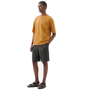 เสื้อยืดแนวสตรีทโอเวอร์ไซส์สำหรับผู้ชายเสื้อยืดทรงหลวมสะพายไหล่ผ้าฝ้าย100% 280 GSM สีพื้นรุ่นใหญ่พิเศษ - Product Image 3