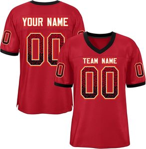 Camisetas de fútbol americano con logotipo de nombre personalizado OEM malla de secado rápido poliéster transpirable talla grande ropa de equipo manga corta al por mayor - Product Image 2