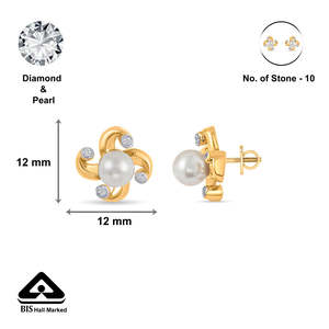 14k Gold <b>Diamond</b> <b>Pearl</b> Bloom Hoop <b>Earrings</b> for Women Religious Engagement Gift - Product Image 6
