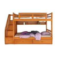 Lit double en teck massif, matériaux de la plus haute qualité, lit superposé pour enfants, meubles de chambre d'enfant avec tiroirs, produits personnalisés