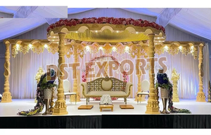 Grand décor de mariage Éléphant Mandap Pays-Bas DST Exportations Meilleur Prix Haut de gamme Blanc Or Mariage Mandap Ensemble Fabricant Vente - Product Image 6