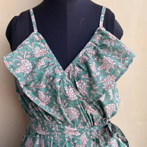 ชุดเดรสผ้าฝ้ายอินเดียปักลายดอกไม้เสื้อ100% ยาวสไตล์แมกซี่แบบลำลอง - Product Image 1