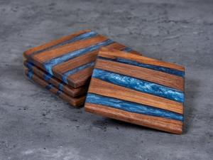 Venta caliente a granel posavasos de resina de pino de madera y epoxi manteles individuales posavasos para tazas de té alfombrillas de escritorio para decoraciones de mesa utensilios de cocina - Product Image 6