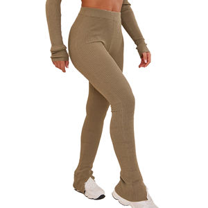 Pantalon évasé pour femme, streetwear, coupe ample, cordon de serrage, uni, hiver, OEM personnalisé, 72% coton, 28% élasthanne, séchage rapide, écologique - Product Image 2