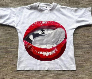 Logotipo personalizado 240GSM Peso pesado 100% Algodón Mock Neck Camisetas de hombre Boxy Cropped Streetwear Estampado Patrón Boxy Fit Camisas personalizadas - Product Image 2