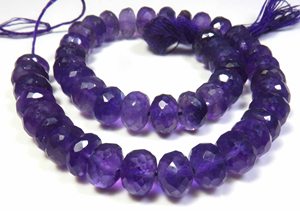 Perles en vrac Rondelle d'améthyste violette 10 "brin coupe à facettes 8.5-9mm gemmes brésiliennes naturelles de qualité supérieure 130 carats - Product Image 4