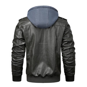 Chaqueta de cuero con logotipo personalizado para hombre, chaqueta de cuero de moda con cremallera para hombre, servicio OEM - Product Image 6