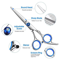 OEM, outil de salon professionnel de haute qualité, durable, léger, noir et bleu, en acier inoxydable, 6,0 pouces, kit de coupe de cheveux pour barbier