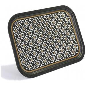 ถาดเสิร์ฟไม้ทรงสี่เหลี่ยมผืนผ้า ขนาด 285x400 มม. ดีไซน์ลายเรขาคณิตไร้รอยต่อ พื้นหลังสีดำ ผลิตจากเหล็กมุก แบรนด์ Pearl Steel - Product Image 3