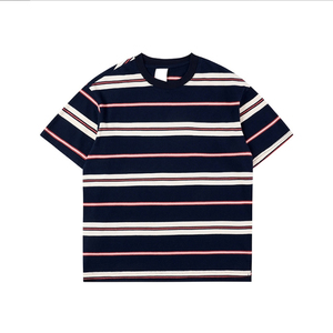 Venta al por mayor Exportación Orientado Hombres Camiseta Impreso Casual Rayas O cuello de manga corta Slim microfibra Fit Camiseta en venta al por mayor - Product Image 4