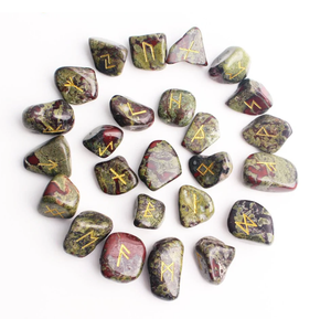 Haute qualité Dragon jaspe dégringolé cristal Rune ensemble Quartz naturel Wicca pierre d'énergie pour l'Intuition méditation Viking Protection - Product Image 6