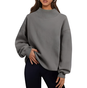Best Selling Women's Solid Mock <b>Neck</b> Fleece Sweatshirt Quick Dry Casual Wear Lightweight Customized Logo Printing - Product Image 1