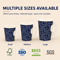 Vaso de Papel con Asa para Café de la Mañana, Acogedor para el Hogar y la Cocina, Profesional, Exquisito, de Grado Alimenticio, Certificado, Libre de BPA, No Tóxico