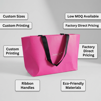 Sac en papier personnalisé de qualité supérieure de couleur violette pour cadeaux de mariage de marques de mode, avec poignée en ruban de satin noir de 4 cm de largeur