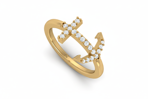 Anillo Elegante de Oro de 14K y Diamantes Naturales para Mujer, Modelo 'Ancla del Océano' - Product Image 3