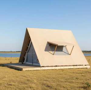 เต็นท์แกลมปิ้งสุดหรูรูปทรงตัวเอ รุ่นกิริกิริ |   เต็นท์แคนวาสทรงเอเฟรมสำหรับรีสอร์ทกลางแจ้ง  กระท่อมแคนวาสสำหรับแกลมปิ้งกลางแจ้ง - Product Image 2