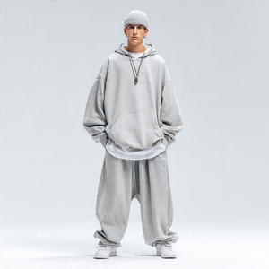 Conjunto Deportivo de Sudadera con Hombros Caídos y Pantalones Deportivos Holgados, Chándal Holgado de Invierno para Hombre, Sudadera con Capucha Holgada y Cortavientos - Product Image 6