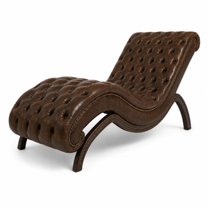 Chaise longue Chesterfield moderne de luxe en cuir véritable, fauteuil capitonné fait main, couleur personnalisée, garantie 5 ans, salon - Product Image 3