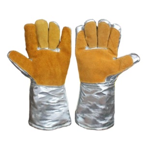 Guantes de Soldadura de Cuero de Primera Calidad, Resistentes al Fuego, Aluminizados, para Trabajo Manual, Soldador, CE Cat Il, Piel de Cabra, Piel de Vaca, Argón, MIG, Arco - Product Image 1