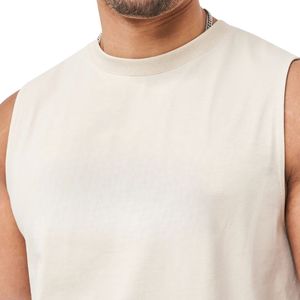 เสื้อกล้ามข้าวโอ๊ตแขนกุดสำหรับผู้ชาย, เสื้อกล้ามผ้าฝ้ายพิมพ์โลโก้เหมาะสำหรับใส่ไปยิมสวมใส่สบาย - Product Image 4