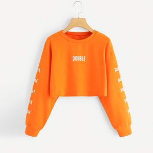 เสื้อครอปมีฮู้ดและสเวตเชิ้ตของผู้หญิงเสื้อครอปมีฮู้ดฟอกสีแฟชั่นดีไซน์ใหม่ - Product Image 5