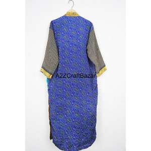 <b>Women</b> Silk Sari Vintage Kimono Patchwork Printed Bohemian <b>Robe</b> Front Beachwear Breathable Free Size Full Length Japanese Style - Product Image 5