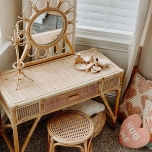 ของเล่นชุดเดรสทำมือสำหรับเด็กผู้หญิงโต๊ะเครื่องแป้งและเก้าอี้หวายสำหรับเด็กเป็นมิตรกับสิ่งแวดล้อม - Product Image 6