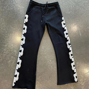 Custom Fleece Joggers Cintura Cordón Sun Faded Puff Print Pantalones de chándal Lavado ácido French Terry Baggy Pantalones de chándal Hombres - Product Image 4