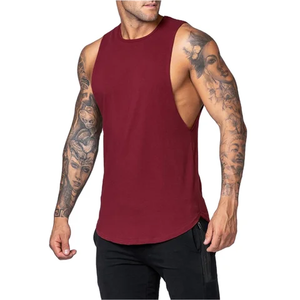 Camiseta sin mangas lavada de punto transpirable de secado rápido Vintage para hombre con logotipo personalizado de calle, ropa deportiva informal de verano para hombre - Product Image 1