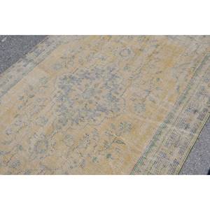 Alfombra clásica de lana amarilla Beige de 5,1x8,7 pies, alfombra de piel rectangular de retazos de diseño turco Vintage para sala de estar, pasillo, látex - Product Image 5