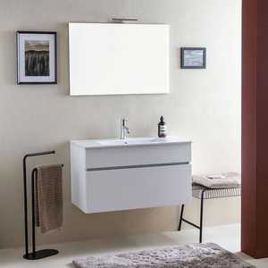 90cm <b>White</b> Wood <b>Wall</b>-Hung <b>Bathroom</b> <b>Cabinet</b> with Sink and Shanghai Mirror <b>Bathroom</b> Sets - Product Image 1