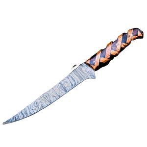 Cuchillo de Pesca Personalizado Hecho a Mano Jexmoo, Cuchillo para Filetear con Hoja de Acero de Damasco y Funda de Cuero, Regalo para Pescadores - Product Image 2