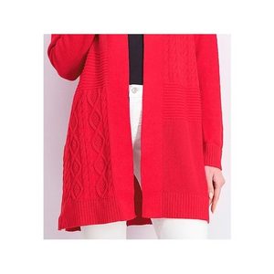 Cardigan Casual da Donna Charter Club, Rosso con Patchwork Ricamato, Bottoni in Acrilico e Lana, Lungo per Autunno ed Estate, Disponibile in Taglia Petite - Product Image 3