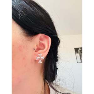 Navajo-Made Sterling Silver Cross Stud <b>Earrings</b> Diamond Rose Gold Gold Plating Trendy Religious Christian for Engagements - Product Image 2