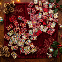 Tuiles de Mahjong de style premium à motif rouge avec motifs floraux pour cadeaux festifs, présentoirs de boutique et jeux sociaux