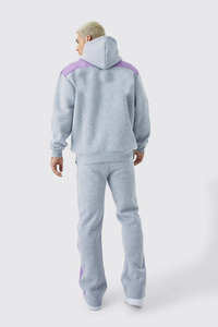 Conjunto Deportivo Unisex de Dos Piezas en Felpa de Algodón 100% Gris Jaspeado, Transpirable, con Logotipo Personalizado, Contraste, Dobladillo Apilado y Secado Rápido - Product Image 3