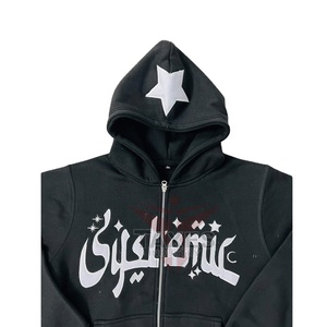 Sweat-shirts à capuche pour hommes à imprimé puff, fermeture éclair, uni, 100% coton, polaire doux, confortable, taille 450GSM, poids lourd, vente chaude - Product Image 5