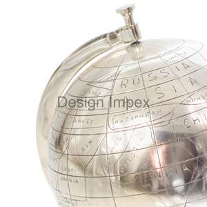 Silver <b>Globe</b> Stand Metal Crafts Gift Items Decorative Rotatable <b>Globe</b> Model Home Decor And Office Desktop Decoration Items - Product Image 2