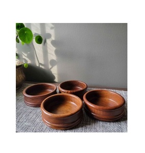 Juego de 4 cuencos de madera de diseño clásico para decoración del hogar, cuencos de madera de alta calidad a un precio asequible - Product Image 1