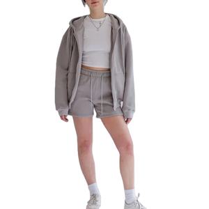 Ensemble de survêtement pour hommes, ensembles courts personnalisés, été, unisexe, coton pour hommes, ensemble court en deux pièces, lavage à l'acide, ensemble sweat-shirt et short - Product Image 5