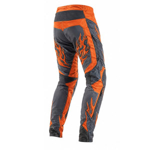 Pantalon de moto pour homme en cuir/Cordura imprimé flamme orange et gris, respirant, imperméable, ignifuge, pour toutes les saisons - Product Image 3