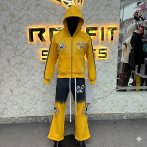 ชุดวอร์มกีฬา Rexfit คุณภาพเยี่ยมสำหรับผู้ชาย แบบหนา พร้อมโลโก้สั่งทำ เสื้อฮู้ดดี้และกางเกงวอร์ม สไตล์สตรีทแวร์ - Product Image 1