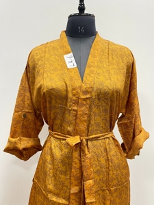 Kimono de Seda India Vintage con Cinturón, Túnica Larga para Mujer, Ropa de Dormir, para Damas de Honor, Maternidad, Estilo Bohemio, Bata de Baño, Vestido de Verano Suave - Product Image 4
