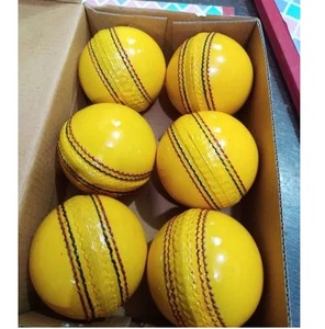 Gran oferta, pelotas de Cricket de cuero profesional de calidad superior, logotipo de Color personalizado, recién llegado, pelotas de Cricket duras en blanco de Color amarillo - Product Image 2