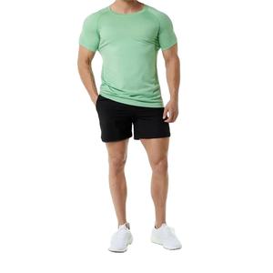 Ensemble deux pièces homme personnalisé : T-shirt et short, couleur unie, style streetwear, survêtement d'été respirant et léger, imprimé avec poches - Product Image 1