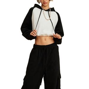 OEM Wholesale <b>Plain</b> Women Crew Neck Pullover Crop Hoodies Sweatshirts <b>Long</b> <b>Sleeves</b> Crop <b>Tops</b> 2026 - Product Image 4