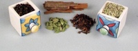 Boîte à épices en bois peinte à la main avec 4 tiroirs en céramique |   Organisateur de rangement multi-usages pour la cuisine |   Bijoux, artisanat, cadeaux, rangement domestique