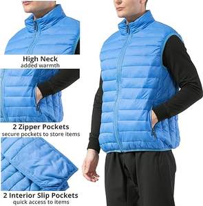 Gilet matelassé en toile uni personnalisé OEM, faible MOQ, doux, léger, sans manches, imperméable, coupe-vent, streetwear, vestes - Product Image 5